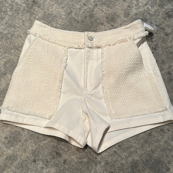 NWT Cinq A Sept Gardenia Jones Frayed Tweed & Stretch Cotton Shorts - Picture 6 of 12